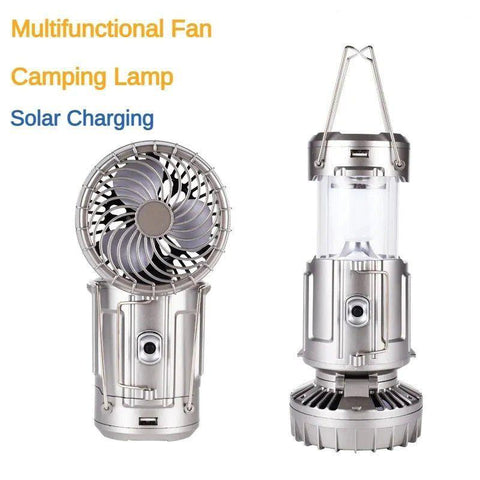 6in1 portable outdoor LED camping lantern with fan solar charge rechargeable light energy saving tent lamp flashlight .