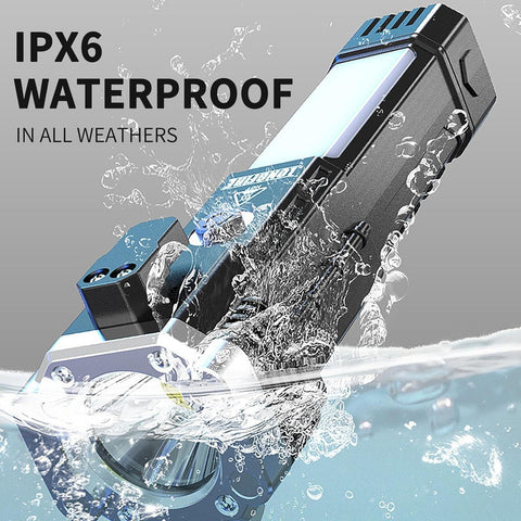 8-in-1 Multi-functional LED Torch, Emergency Window Breaker with Power Bank, High-Power Focus Light for Car and Home.